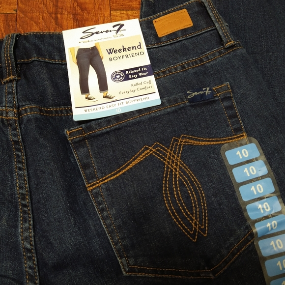 Seven7 Weekend Boyfriend Dark Blue Jeans Tulum Easy Fit Women's 10 NWT - Picture 5 of 7